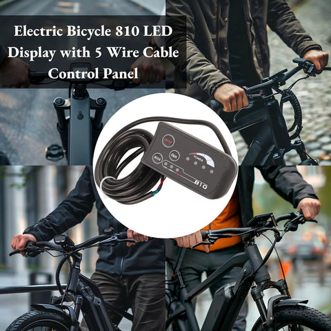 810 LED Display for Electric Bikes and Scooters, Five Wire Cable Controller Ebike LCD Panel, Dope Quality Readout for Speed, Battery Level, Distance, and Ride Data