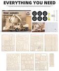 3D Wooden Excavator Puzzle Kit For Adults Build A Realistic Mechanical Model With 177 Laser Cut Parts viewed as parts layout