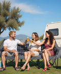 Three Person Padded Camping Chair Loveseat, Foldable Double Camp Couch For Adults with two cup holders outdoors