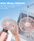 Cleaning the detachable grille of Rechargeable Handheld Fan Portable Mini Fan With 3000mAh Battery 10 Hour Runtime 180 Degree Foldable USB Travel Fan