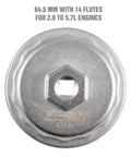 64.5 mm 14 Flute Oil Filter Wrench Cap Tool Fits 2.0 To 5.7L Engines Prevents Slippage And Stripping