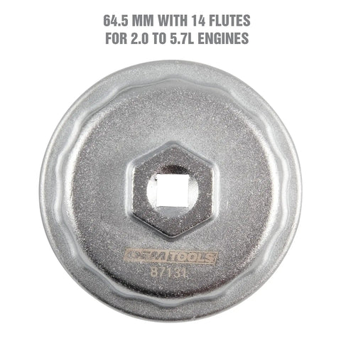 64.5 mm 14 Flute Oil Filter Wrench Cap Tool Fits 2.0 To 5.7L Engines Prevents Slippage And Stripping