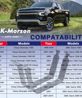 Compatibility chart for Fuel Gas Tank Straps Bracket With Bolts And Locking Nuts For Chevy Silverado 1999 To 2019