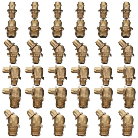 106 Piece Copper Grease Fittings Kit With M6 M8 M10 Zerk Nipples, Straight And Angled Fitment for automotive systems