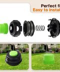 Spool Replacement Bump Trimmer Head 0.080 Inch Dual Line Pre-Wound For Greenworks 80V And 60V String Trimmers assembly and installed view