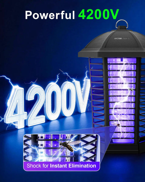 High Power LED Bug Zapper for Outdoor and Indoor Use 4200V Electric Fly Trap with visible electric grid and lightning effect