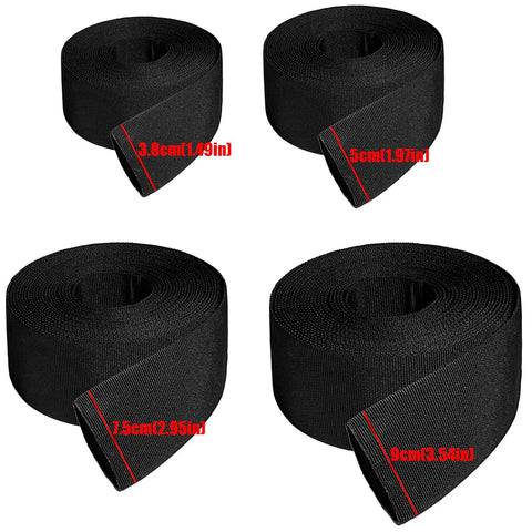 Heavy Duty Nylon Cable Protector Sleeve For Wire Harnesses in 4 sizes, flexible braided cord cover showing dimensions.