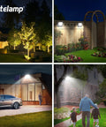 Solar Powered Outdoor Flood Light 4400mAh Dusk To Dawn Auto On Off IP65 illuminating house, garden, porch, yard, garage at night