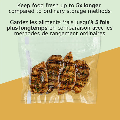Custom Length Vacuum Sealer Bags Multipack Of 5 Count Rolls For Airtight Food Storage And Sous Vide keeping grilled chicken fresh
