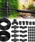 132Ft Drip Irrigation Kit With 1/2 Inch Tubing And 1/4 Inch Dripline, quick fittings, setup for gardens and raised beds