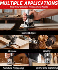 Heavy Duty Cordless Palm Router With A Beefy 800W Brushless Motor Churning Up To 28000 Rpm For Fast Woodworking Cuts used for carving, grooving and trimming.