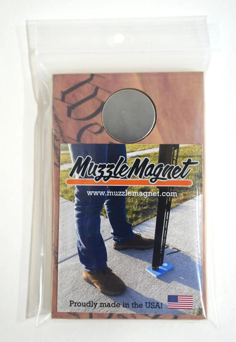 Packaging of Magnetic Foam Gun Muzzle Rest For Trap Skeet Five Stand And Sporting Clays, showing product image and USA flag.