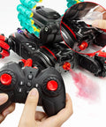 RC Stunt Remote Control Car For Kids With Gesture Control And Dual Mode Play Climbing Crawling Tank Style Battle Vehicle, red and black remote with hands