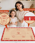 Mother and daughter using Extra Thick Non Slip Silicone Baking Mat 32 By 24 Inch with playful design and dual color measurements.