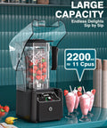K90 Replacement Pitcher Cup for WantJoin Blender Shield Enclosure, 2200ml Capacity, showing blended strawberries in quiet operation setup.
