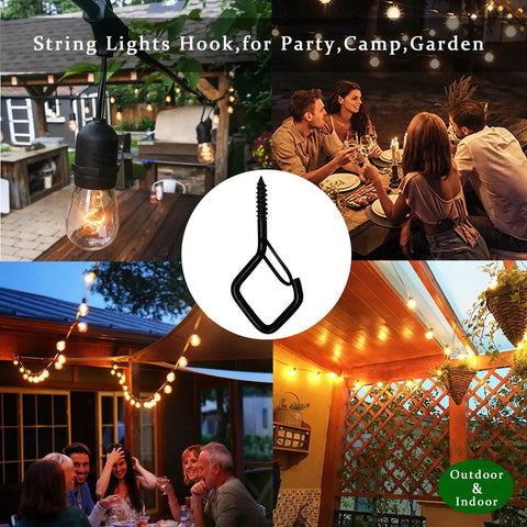 Super Slick Dead Simple Q-Hanger Hooks 20 Pack For Indoor Ceiling And Covered Patio String Lights Plus Hanging Plants Wind Chimes With Drywall Anchor Inserts Black Square Frame