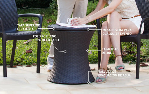 Cool Bar Rattan Outdoor Cooler Table Brown For Backyard Barbecues And Party Ready Events A 30 Liter Cooler With Built In Table