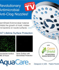 Image of a High Pressure Shower Head Combo With Handheld And Rain Head showcasing antimicrobial anti-clog nozzles and GermShield protection.