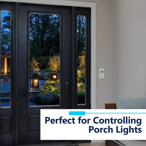 Programmable Digital Timer Switch For Lights, Fans, And Motors With Simple Setup, 7 Day Scheduling And 18 On Off Settings shown installed indoors