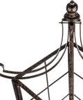 Top view of decorative finial on Seven And A Half Foot Tall Iron Garden Obelisk Trellis For Climbing Roses Clematis And Jasmine Heavy Duty 77 lb
