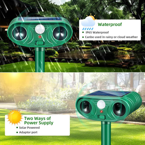 Solar Powered Ultrasonic Deer And Animal Repellent For Yard And Garden Motion Activated Deterrent With 120 Degree PIR Sensor