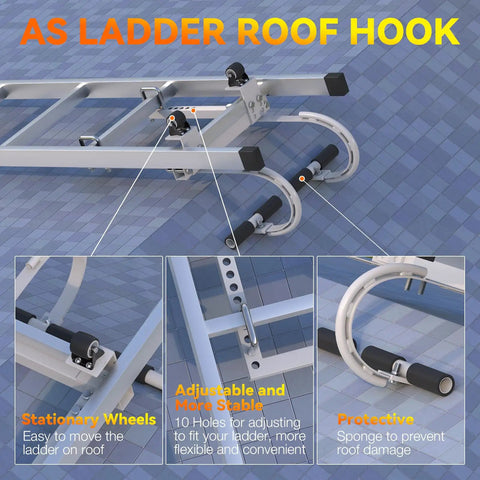 Heavy Duty 2 In 1 Ladder Stabilizer And Roof Hook Accessory Adjustable Wall Stand Off Bridge For Gutters Plus Tough As Nails Home Upgrade Gear Rock Solid Grip