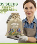 39 Heirloom Medicinal Herb Seeds For At Home Apothecary Kit Non GMO Variety held by woman in apron