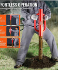 Person using Fence Post Driver And Pounder With Ergonomic Handles, 22Lb Heavy Duty Workhorse Carbon Steel Post Rammer, 4.11 Inch Inner Diameter.