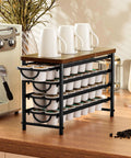 Universal Coffee Pod Holder With Two Multifunctional Storage Drawers For Tea Bags And K Cup Pods Nespresso in kitchen