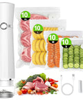 Compact Food Vacuum Sealer With 80KPa Suction, 2000mAh Battery, 70 Minute Runtime, Includes 40 Reusable Bags, Handheld Portable Food Saver