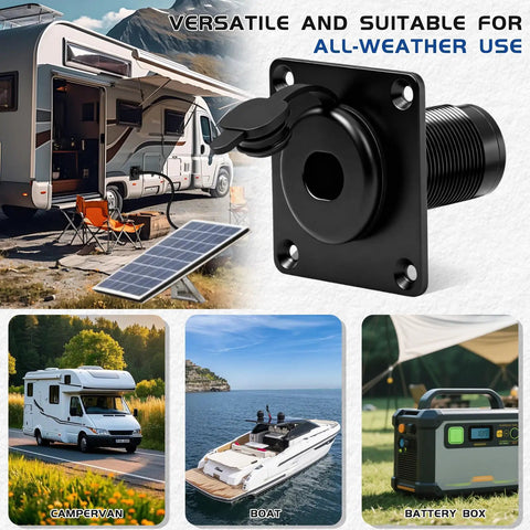 Wall Socket Pass Through Kit For Starlink Gen3 Gen4 Aluminum IP68 Waterproof RJ45 CAT6 outdoor use in RV, boat, and battery box.