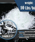 Ten Pound Fiberglass Reinforcement For Concrete And Mortar Mix, White Fibers For Seepage And Crack Resistance, 10 lb bag shown