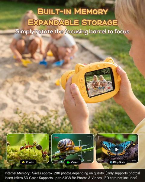 Super Cool 1000X Digital Microscope For Kids Handheld With 4K Display And 2MP Camera Portable Pocket Microscope STEM Educational Toy For Boys And Girls Ages 3 6 12 Yellow