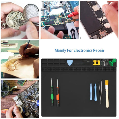 Heat Resistant Soldering Mat Silicone Repair Workbench Pad 932 F For Electronics Repair, Pro Grade, tools on silicone mat