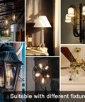 Various lighting fixtures featuring Edison Style Vintage LED Bulbs With Retro Vibes Dimmable 60W Equivalent Warm White 2700K.