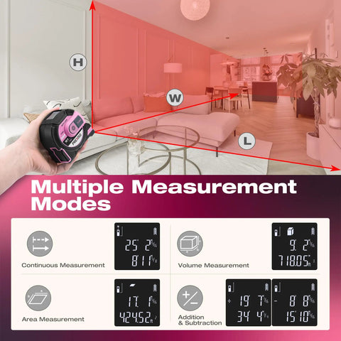 Two In One Laser Tape Measure With 215 Ft Laser Range And 16 Ft Manual Tape, clear screen measuring living room distance