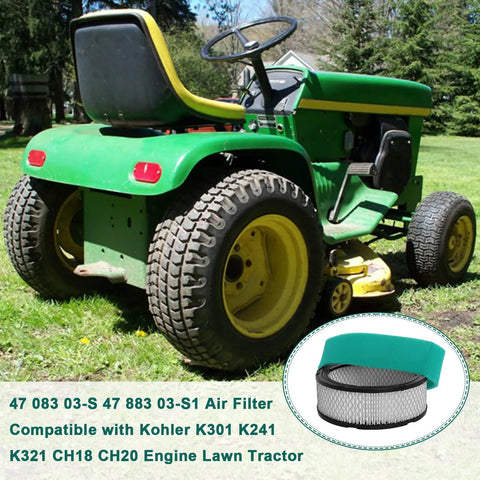 Engine Air Filter With Pre Filter For Kohler 47 083 03 S 47 083 03 S1 shown with lawn mower and filter details