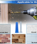 Drill inserting into wood with 182 Piece Concrete Anchors And Screws Kit With 90 Wall Anchors 90 Masonry Screws And 2 Drill Bits
