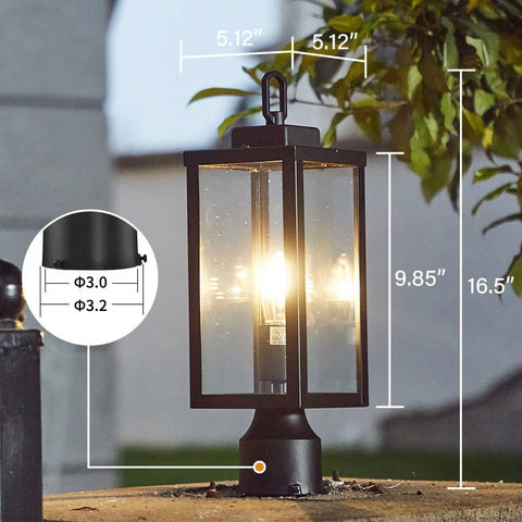 Rugged Outdoor Post Light With E26 Socket Waterproof And Anti Rust Build illuminating patio, modern matte black lantern