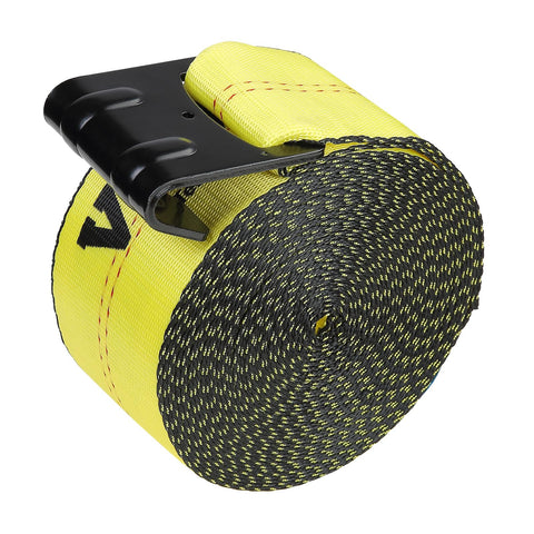 Beefy Heavy Duty Tie Down Straps 4 In By 30 Ft With Flat Hooks 18,000 Lbs Break Strength WLL 6,000 Lbs 10 Pack Cargo Straps Yellow