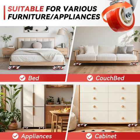 Heavy Duty Industrial Furniture Movers With Wheels And Dolly Lifter Sliders Five Casters Cart for bed, couch, appliances, cabinet