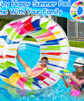 65 Inch Giant Inflatable Wheel Roller Pool Toy For Kids Ages 6 And Up, Fun Water Rolling Wheel in use by children in pool