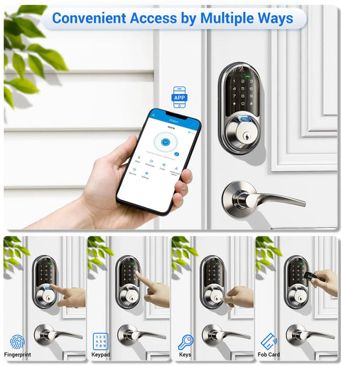 Trade In Your Heavy Keys For This Ultra Fast Fingerprint Smart Lock With Two Lever Handles In Clean Satin Nickel Finish Delivers Eight Way Keyless Entry And Smooth Remote App Control For Easy Home Living with smartphone and keypad access