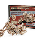 3D Wooden Motorcycle Puzzle Kit for Adults 1 To 8 Scale Buildable Mechanical Model, DIY wood cruiser bike with box