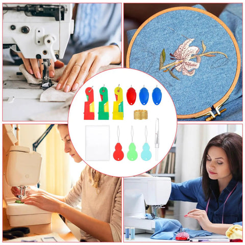 10 Pack Automatic Needle Threader Set Easy No Fuss Needle Threading Tool for Sewing and Embroidery Plastic Threaders for Seniors