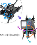 Backstop Chain Link Fence Camera Mount For GoPro iPhone Mevo Start AKASO SJCAM Osmo Action And More Attach To Nets Poles Or Trees For Baseball Softball Football Tennis Recording And Other Outdoor Sports Action shown with multi-angle adjustments and rope attachment.