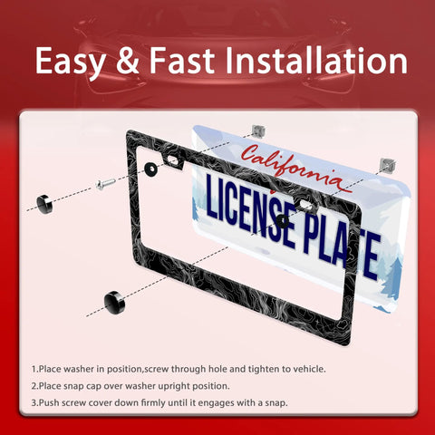 Dope Topographic Map License Plate Frame In Stainless Steel With Screws 12x6 Inch Durable Car Part installation steps.