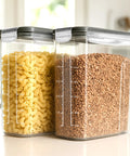 4 Pack Cereal Storage Containers, 4L Airtight Food Jars with lids filled with cereal and pasta, BPA-free clear canisters for pantry organization, labels included and chalkboard marker, leakproof design keeps your cereal fresh