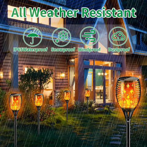 43 Inch Solar Torch Lights With Flickering Flame Effect, Waterproof Outdoor Torches For Yard And Driveway, 2 Pack in yard