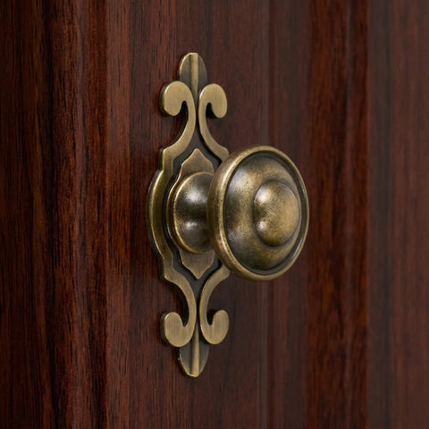 Top Shelf Vintage Zinc Alloy Cabinet Handles With Backplate And Secure Screws 4 Pack Single Hole Drawer Pulls And Cupboard Knobs on wood cabinet
